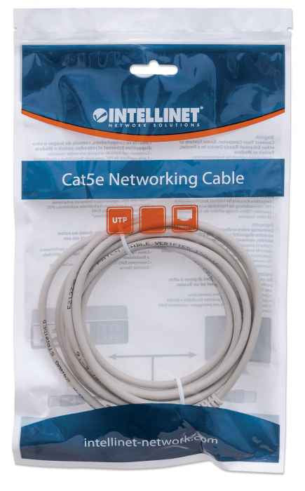 Intellinet Cat6 U/UTP Network Patch Cable, 0.3 m (1 ft.), Gray