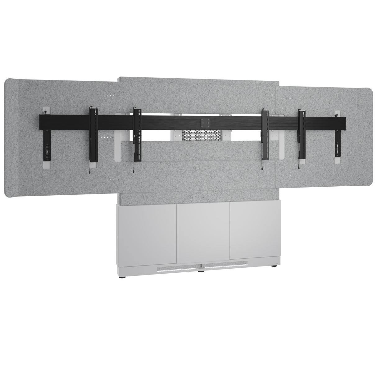 Middle Atlantic ForumTM Floor-to-Wall Mounted 66" (3 Bay) Display Stand for (2) 56" to 65" Displays, Light Colorway