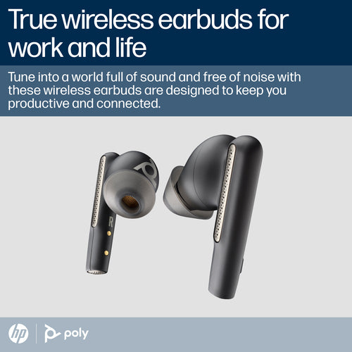 HP Poly Poly Voyager Free 60 UC Black Earbuds +BT700 USB-C Adapter +Basic Charge Case