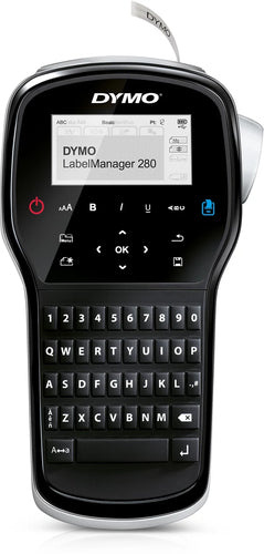 DYMO LabelManager 280 Rechargeable Handheld Label Maker Kit | QWERTY Keyboard | with 2 Rolls of D1 Labels & Carrying Case