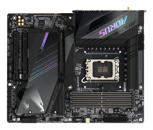 GIGABYTE Z790 AORUS PRO X WIFI7 Motherboard - Supports Intel Core 14th Gen CPUs, 18+1+2 phases VRM, up to 8266MHz DDR5 (OC), 1xPCIe 5.0 + 4xPCIe 4.0 M.2, Wi-Fi 7, 5GbE LAN, USB 3.2 Gen 2