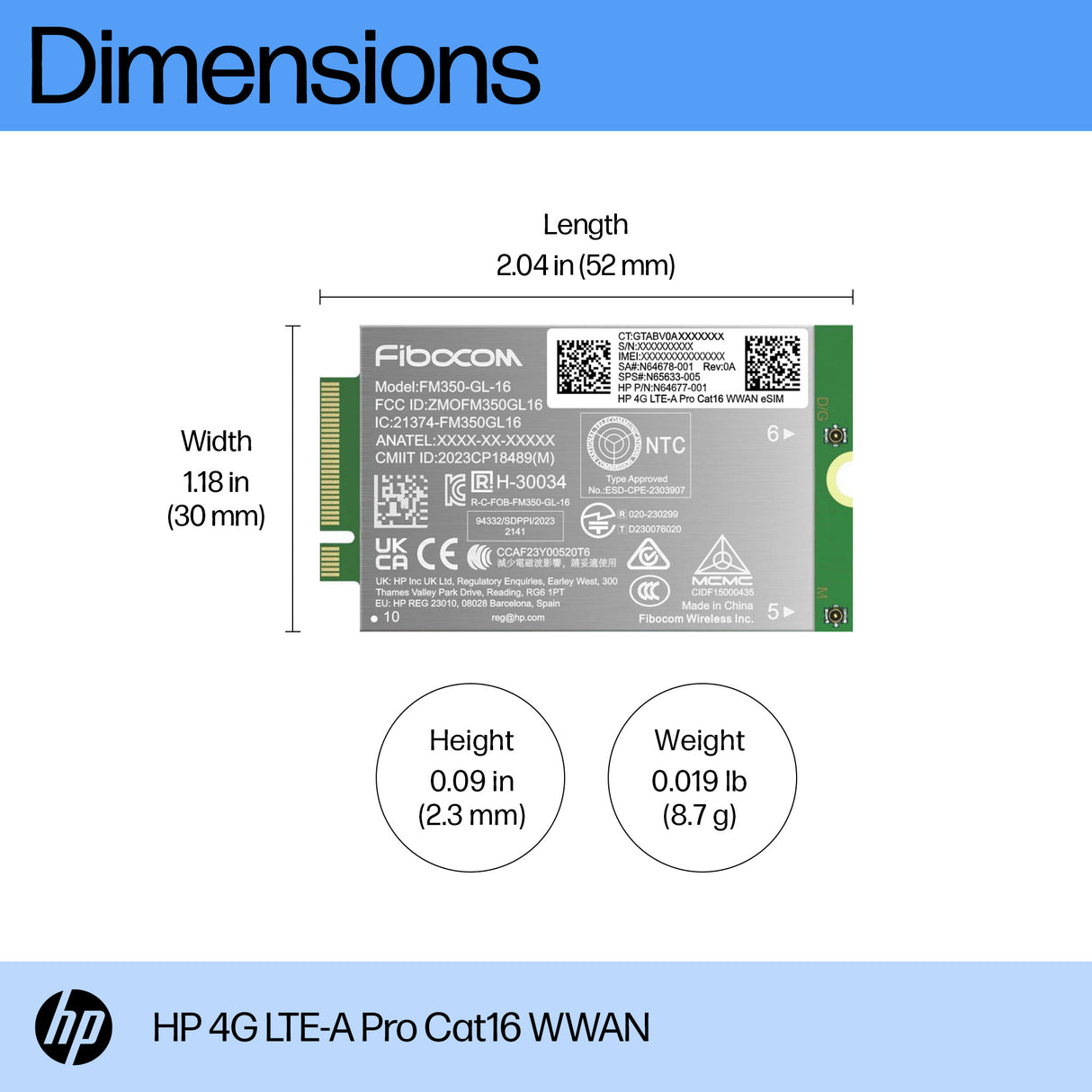 HP 4G LTE-A Pro Cat16 WWAN Internal