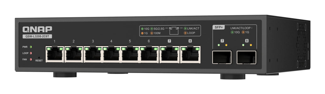 QNAP QSW-L3208-2C6T network switch Managed L2 10G Ethernet (100/1000/10000) Desktop Black