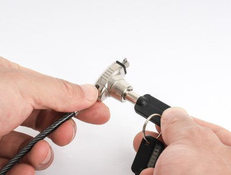 Manhattan Laptop Lock (Nano) with two keys, Compatible with Nano style locks, 1.5m cable, Anti theft, Strong steel cable - metal with clear PVC jacket, Notebook, Lifetime Warranty