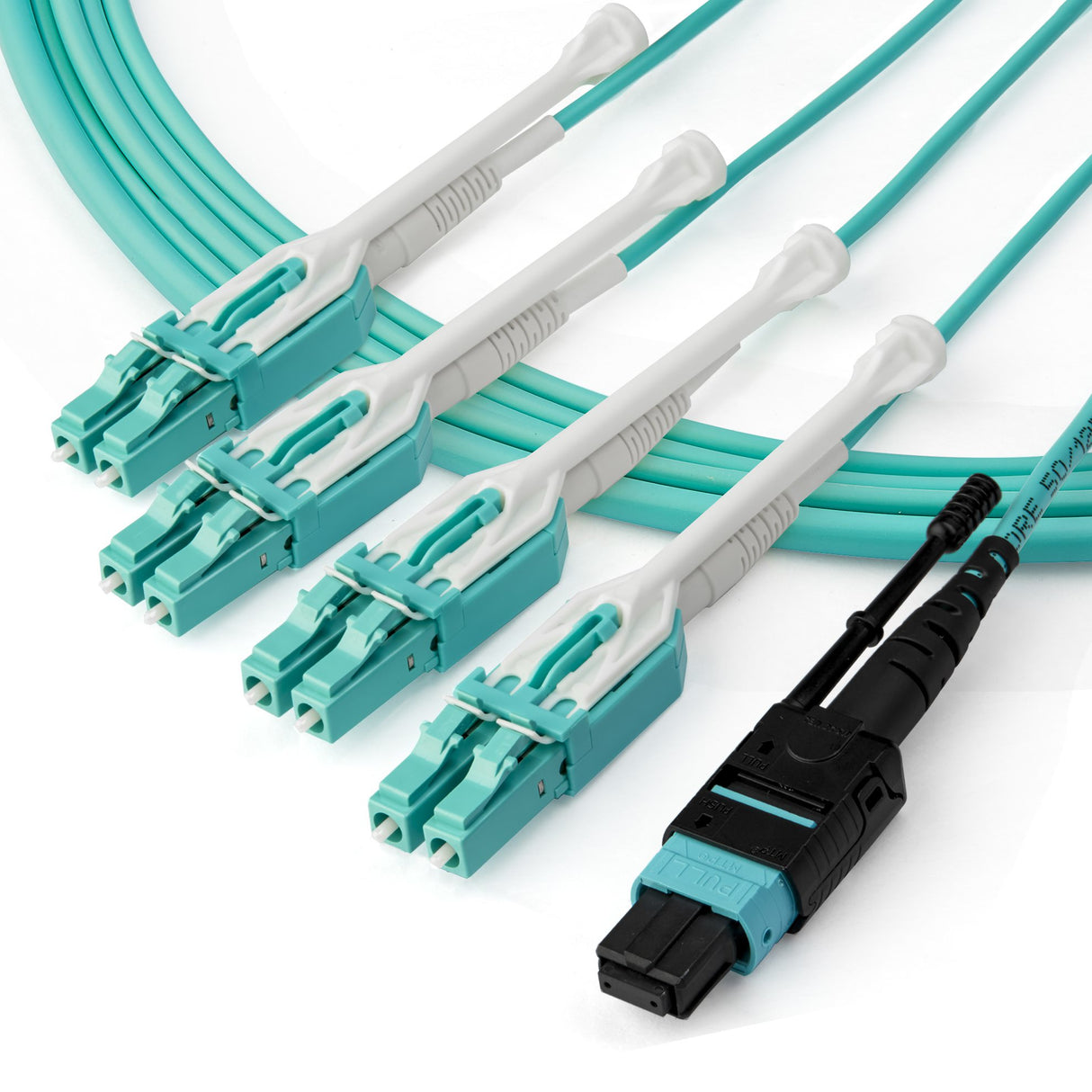 StarTech.com 1m (3ft) MTP(F)/PC to 4x LC/PC Duplex Breakout OM3 Multimode Fiber Optic Cable, OFNP Plenum, 40G Networks, Low Insertion Loss - Fiber Jumper Cord