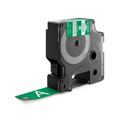 DYMO Rhino Industrial Vinyl Labels | 19 mm x 5.5 m | White Print on Green | Self-Adhesive | for LabelManager & Rhino Label Makers