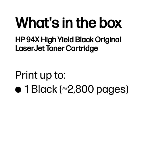 HP 94X High Yield Black Original LaserJet Toner Cartridge