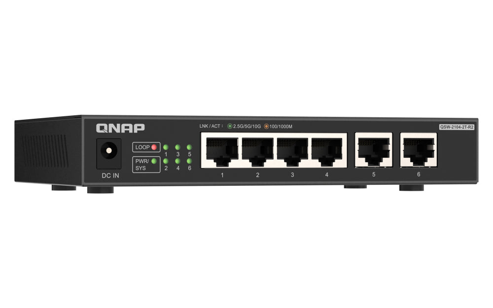 QNAP QSW-2104-2T-R2 network switch Unmanaged 10G Ethernet (100/1000/10000) Desktop Black