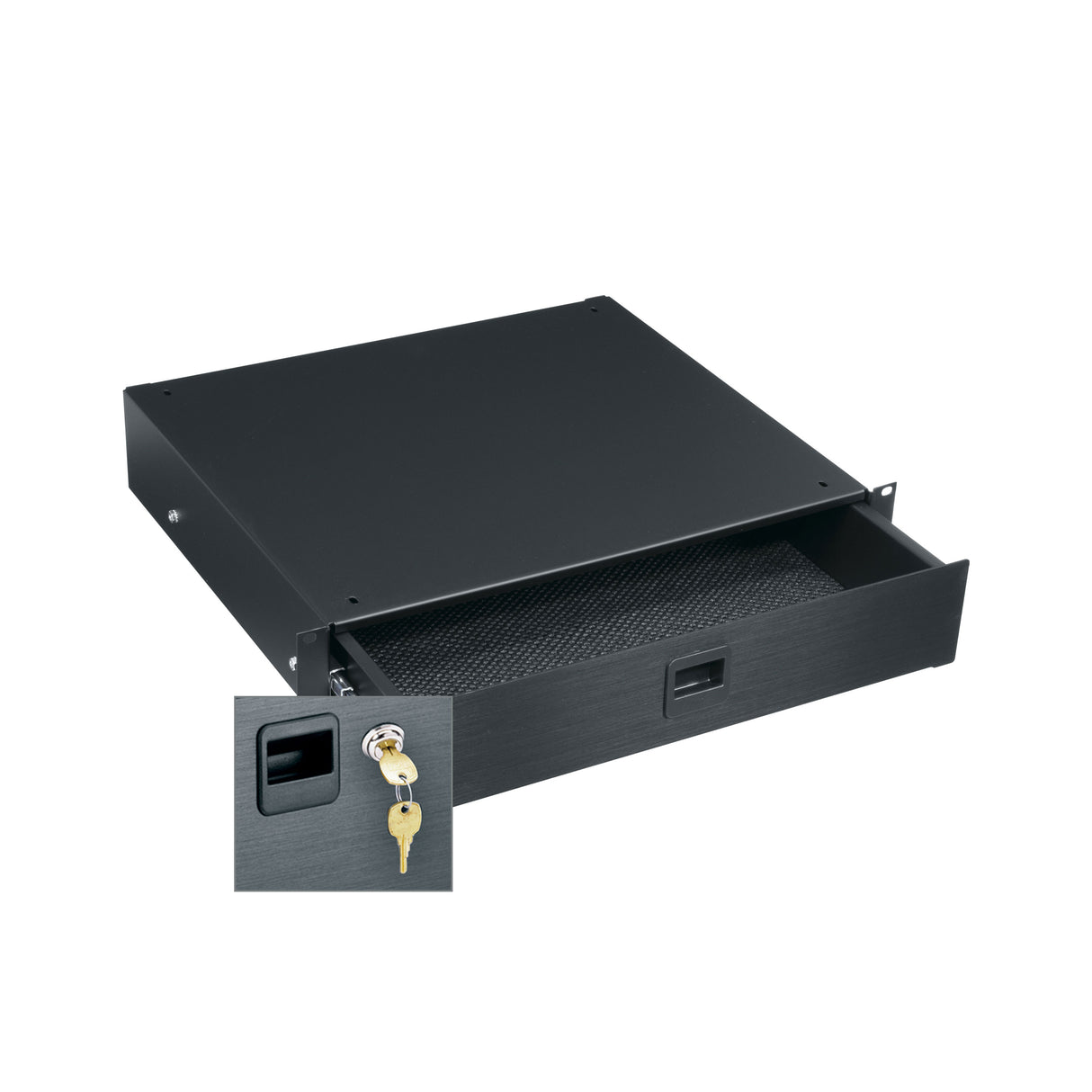 Middle Atlantic 2 RU Rackmount Drawer, Black Brushed and Anodized with Lock