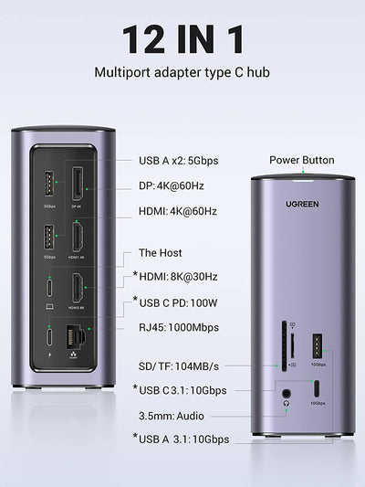 Ugreen USB-C Docking Station 12-in-1 Wired Silver