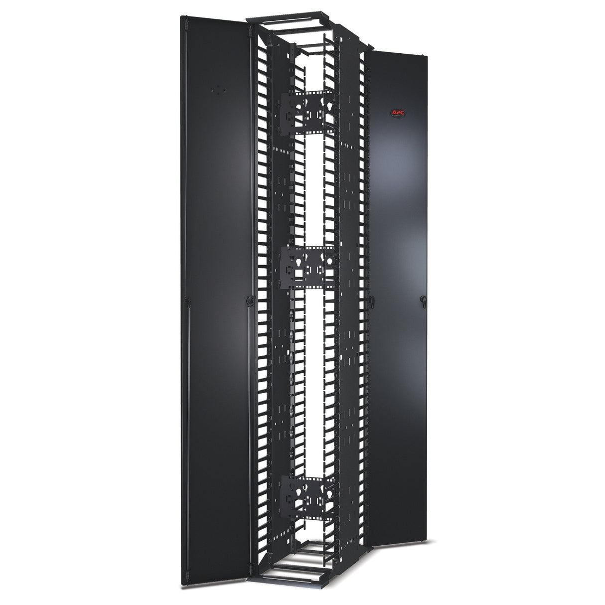 APC Performance, Vertical Cable Manager for 2 & 4 Post Racks, 84"H x 12"W, Double-Sided with Doors