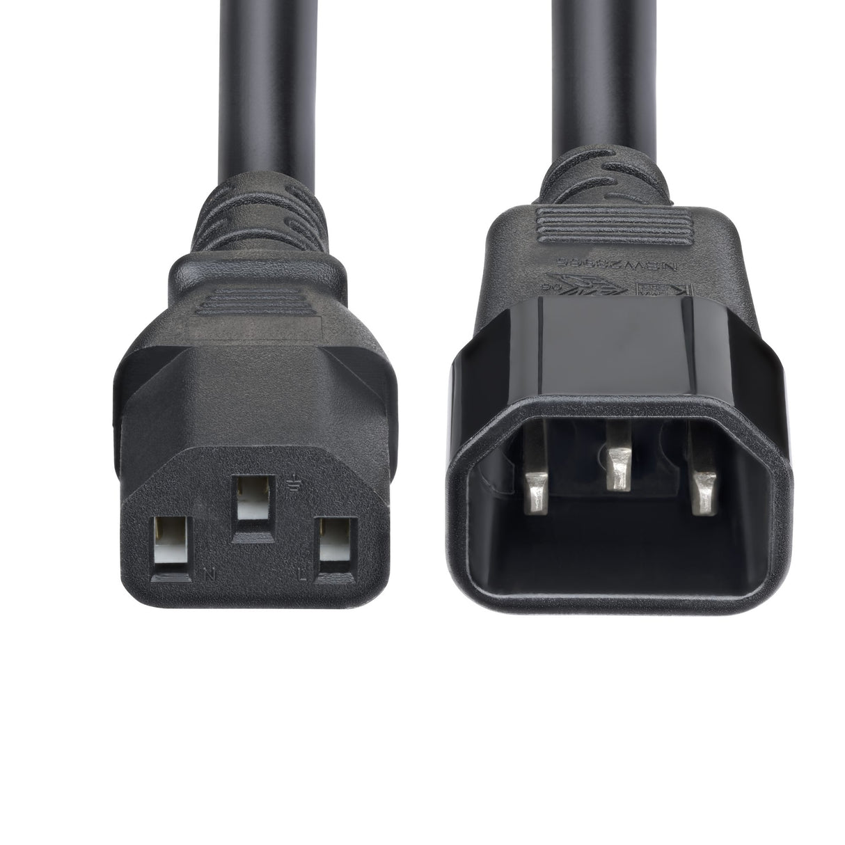StarTech.com 15ft (4.5m) Power Extension Cord, C14 to C13 PDU Power Cord, 15A 250V, 14AWG, AC Power Cable for PDU/Power Supply, UL Listed