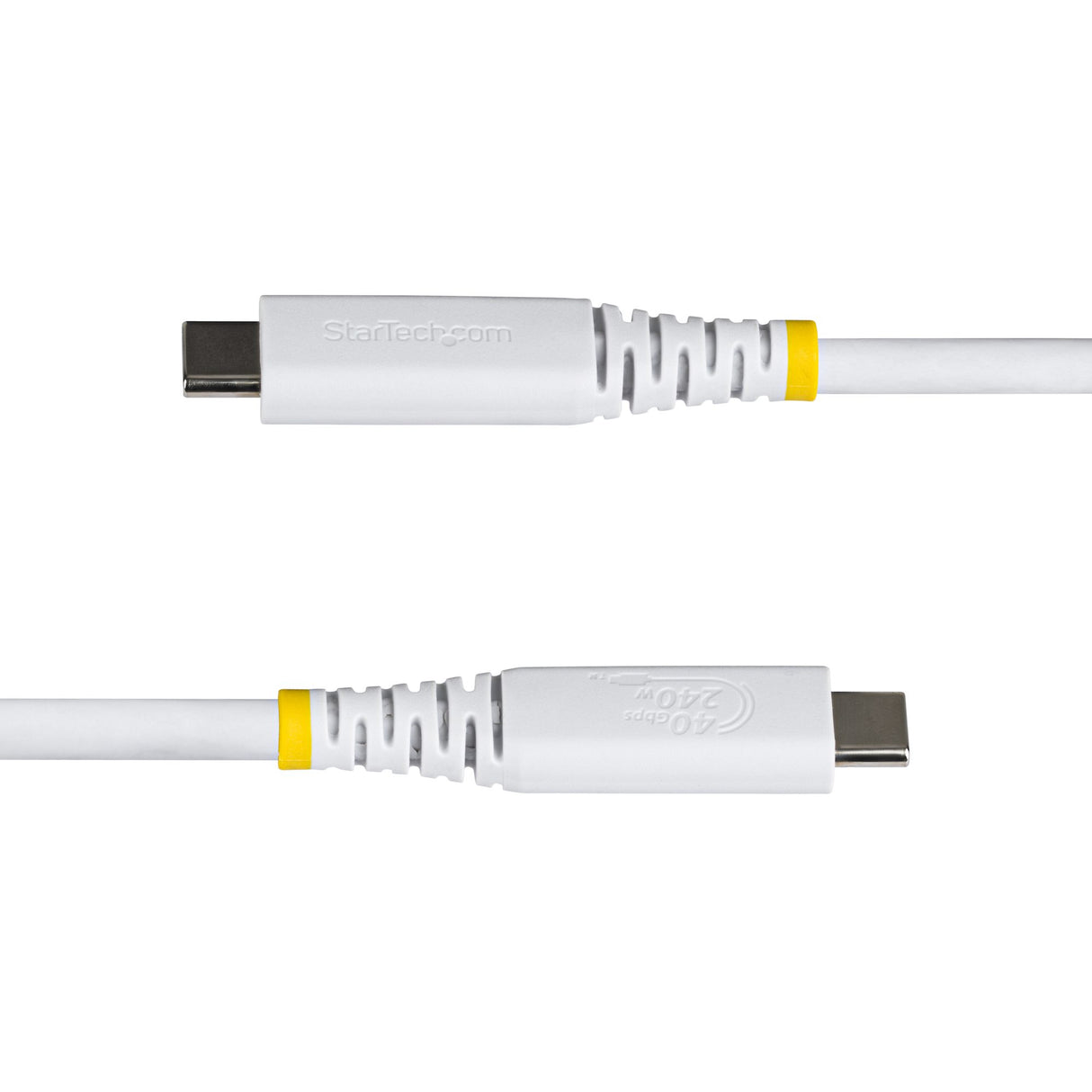 StarTech.com 50cm (1.6ft) USB4 Cable, 40Gbps, USB-IF Certified USB-C Cable, 240W PD, 8K 60Hz/4K 240Hz DP2.1 DP40, TPE Jacket, Thunderbolt 4 Compatible - White USB-C Cord