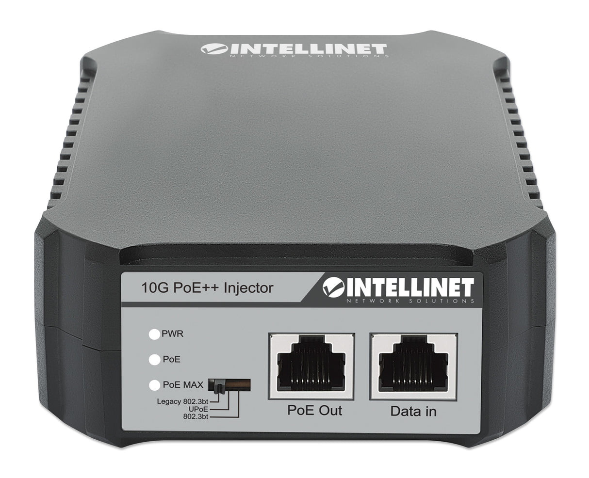Intellinet 10G PoE++ Injector One 95 W Port, IEEE 802.3bt (4PPoE) Compliant, Metal Housing, Wall-mount Option