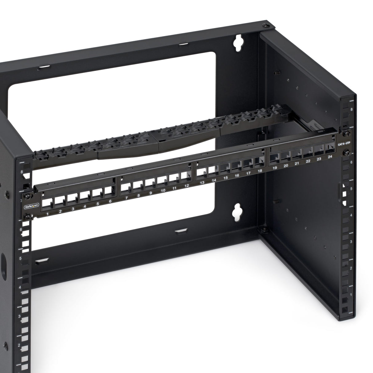 StarTech.com 24 Port 1U Blank Keystone Patch Panel with Cable Management Bar, Rackmount Cat6 Patch Panel for RJ45 UTP Ethernet Network Jacks