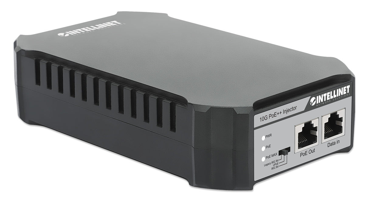 Intellinet 10G PoE++ Injector One 95 W Port, IEEE 802.3bt (4PPoE) Compliant, Metal Housing, Wall-mount Option