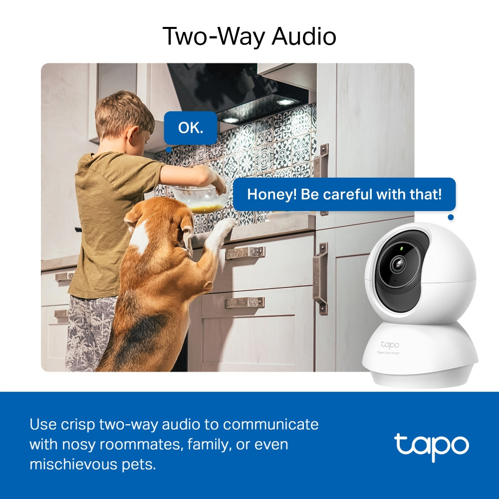 TP-Link Tapo Pan/Tilt AI Home Security Wi-Fi Camera SPEC: 3K 5MP (2880×1620), 2.4 GHz, Horizontal 360º