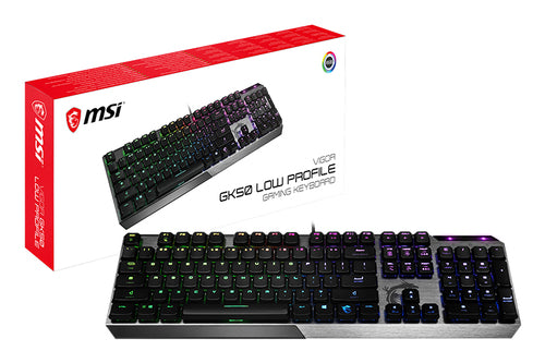 MSI VIGOR GK50 LOW PROFILE Mechanical Gaming Keyboard 'UK-Layout, KAILH Low-Profile Switches, Multi-Layer RGB LED Backlit, Tactile, Floating Key Design'