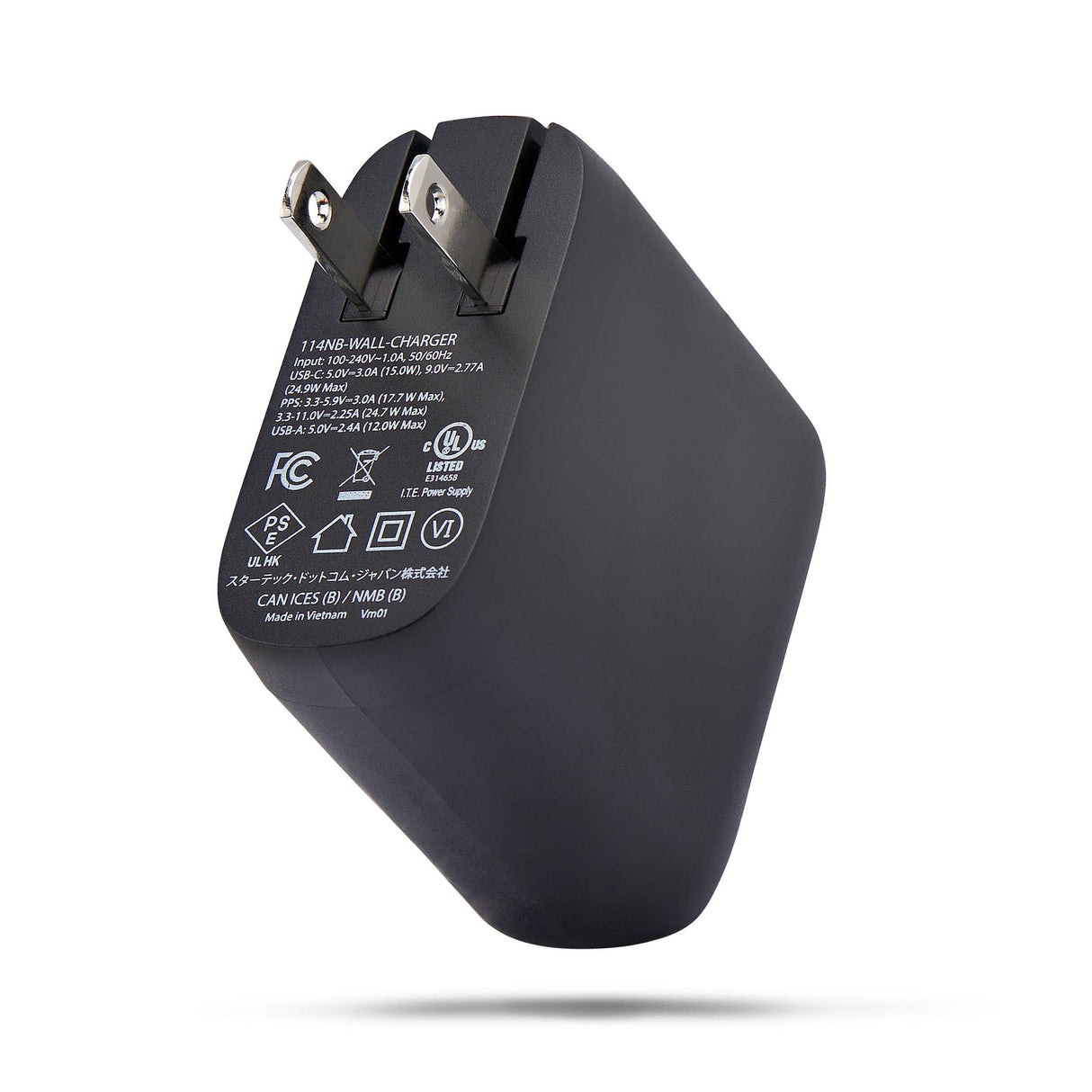 StarTech.com 37W USB-C & USB-A Wall Charger, Portable Charger with USB Power Delivery Fast Charging, 25W USB-C PD / 12W USB-A Output, Dual-Port USB-C/USB-A