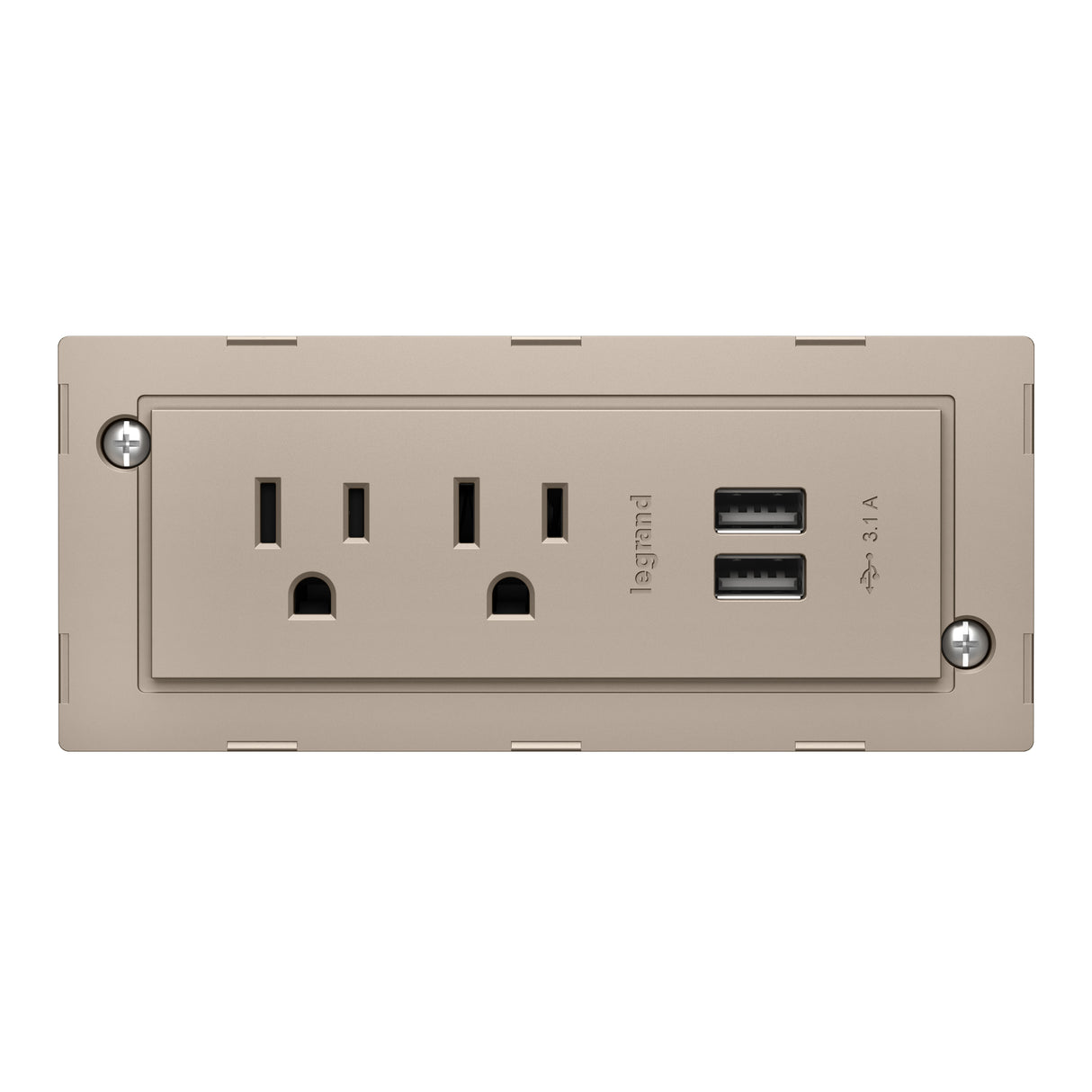 Chief radiant Power Center, 2 AC, 2 USB-A, Nickel