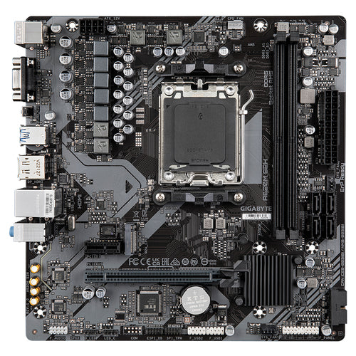 GIGABYTE A620M S2H Motherboard - Supports AMD Ryzen 8000 CPUs, 5+2+2 Phases Digital VRM, up to 7200MHz DDR5 (OC), 1xPCIe 4.0 M.2, GbE LAN, USB 3.2 Gen 1