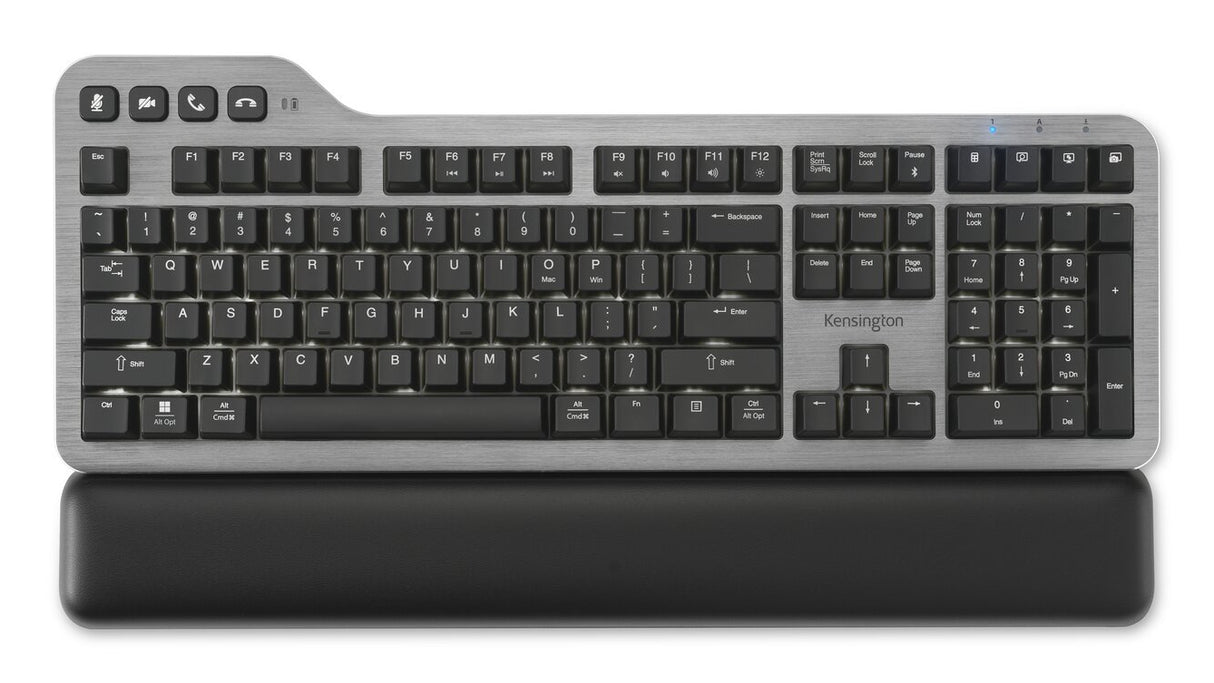 Kensington MK7500F QuietType Pro keyboard Home/Office USB + RF Wireless + Bluetooth QWERTY US English Aluminium, Black