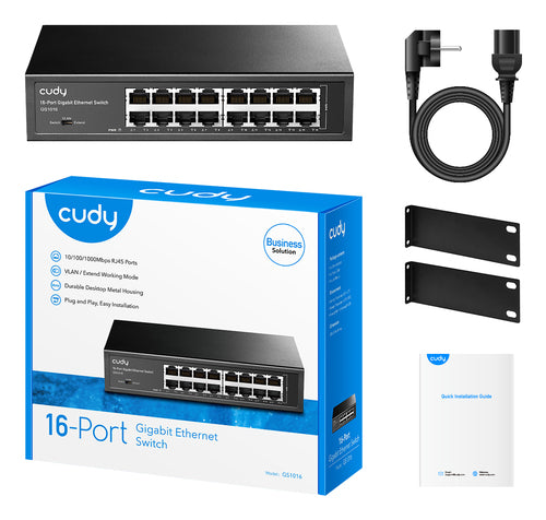 Cudy GS1016 network switch Unmanaged Gigabit Ethernet (10/100/1000) Black