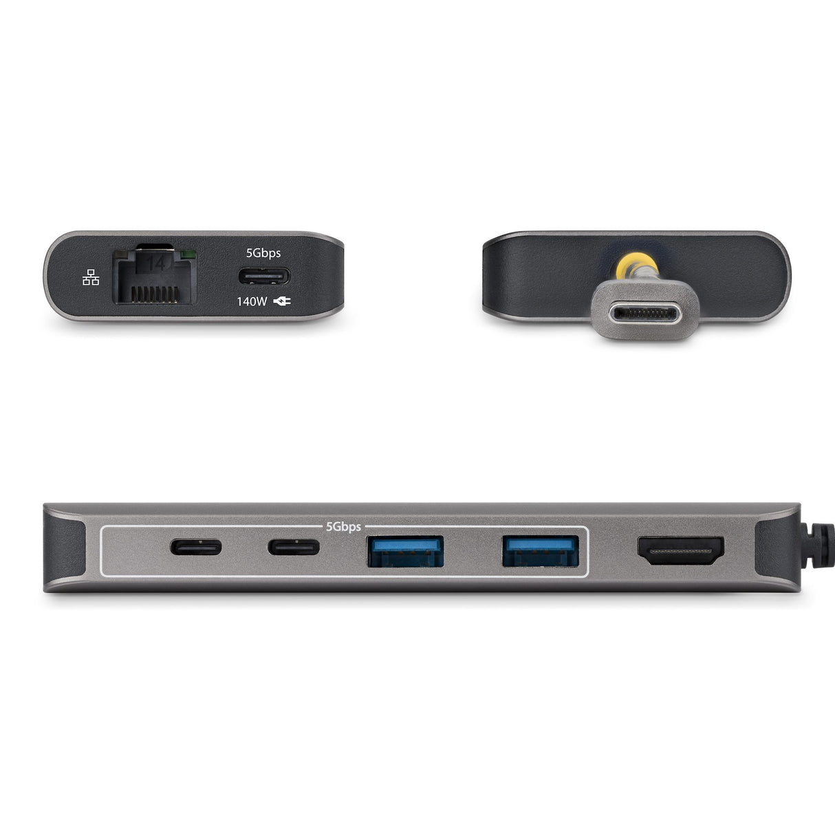 StarTech.com USB-C to HDMI Multiport Adapter with 140W PD Charging, 4K 60Hz, 5-Port USB 5Gbps Hub, GbE, Type-C Mini Dock for MacBook / Dell / Thinkpad / HP