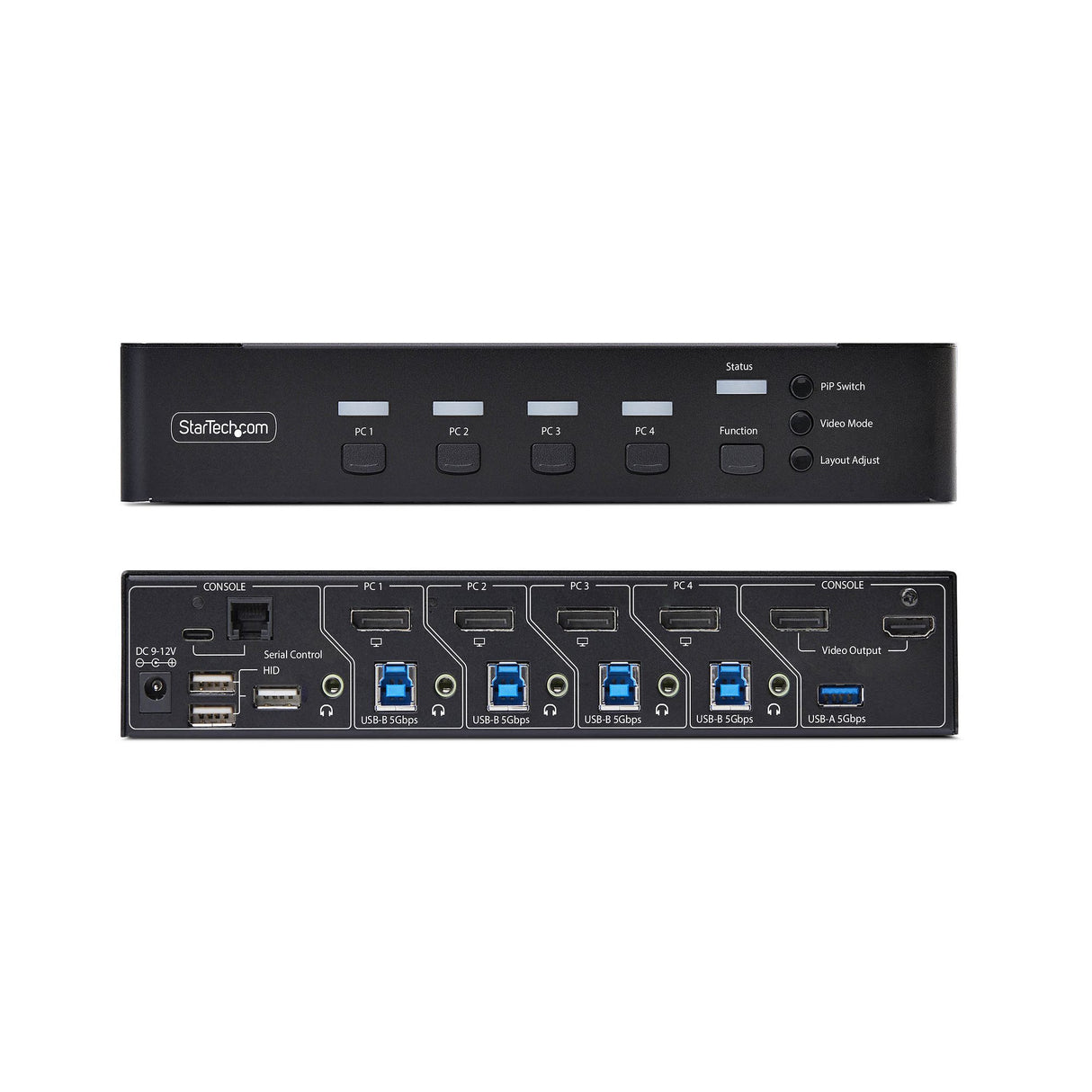 StarTech.com 4-Port DisplayPort KVM Switch with Mouse Roaming and Multi-View / Picture-in-Picture, 4K 60Hz, USB 3.0 (5Gbps) Hub, Hotkey Control, TAA Compliant