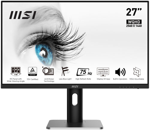 MSI Pro MP273QP computer monitor 68.6 cm (27") 2560 x 1440 pixels Wide Quad HD LED Black, Silver