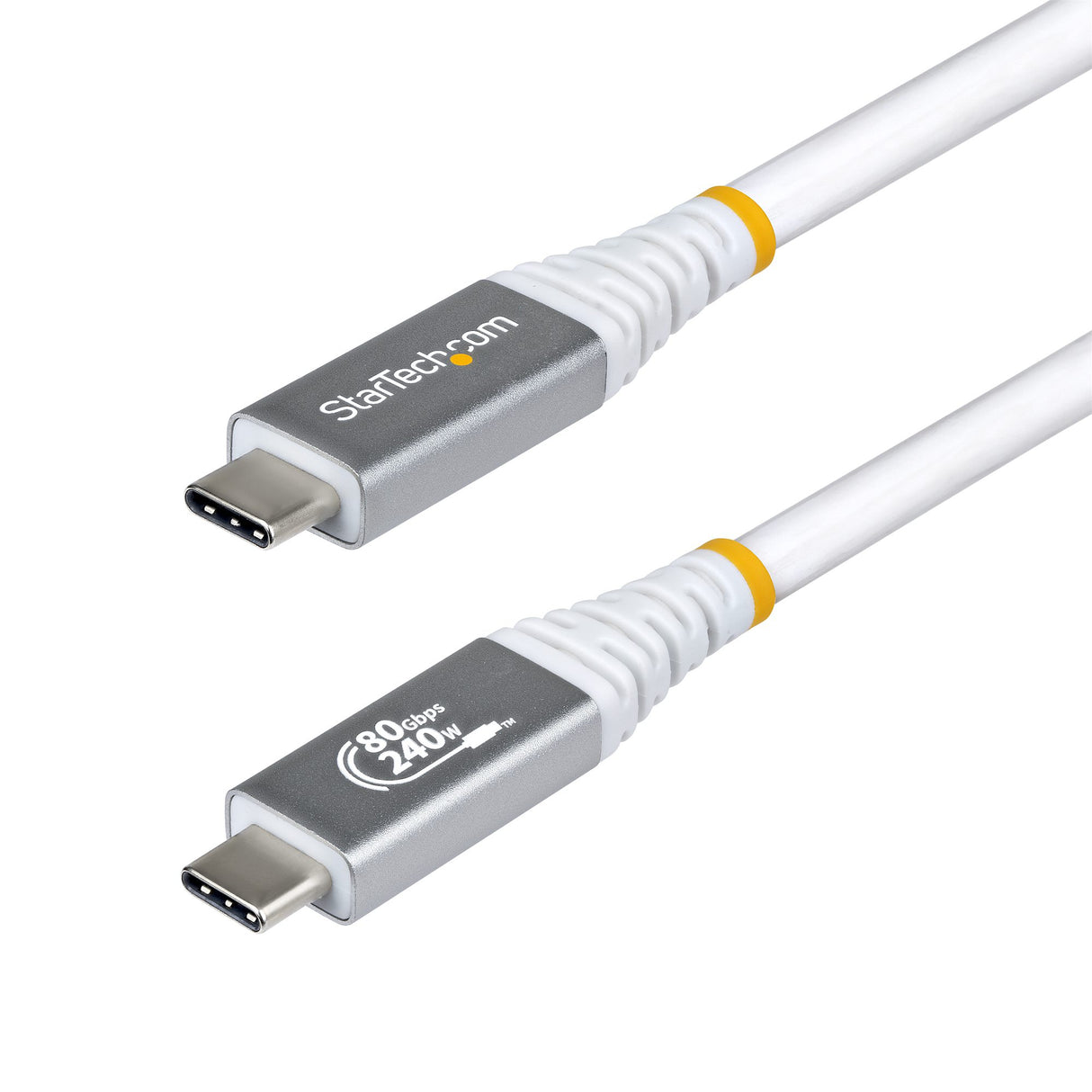 StarTech.com 1.5ft (45cm) USB4 Cable, 80Gbps, USB-IF Certified USB-C Cable, 240W PD, 8K 120Hz/4K 240Hz DP2.1 DP80, TPE Jacket, Thunderbolt 4 Compatible - White USB-C Cord