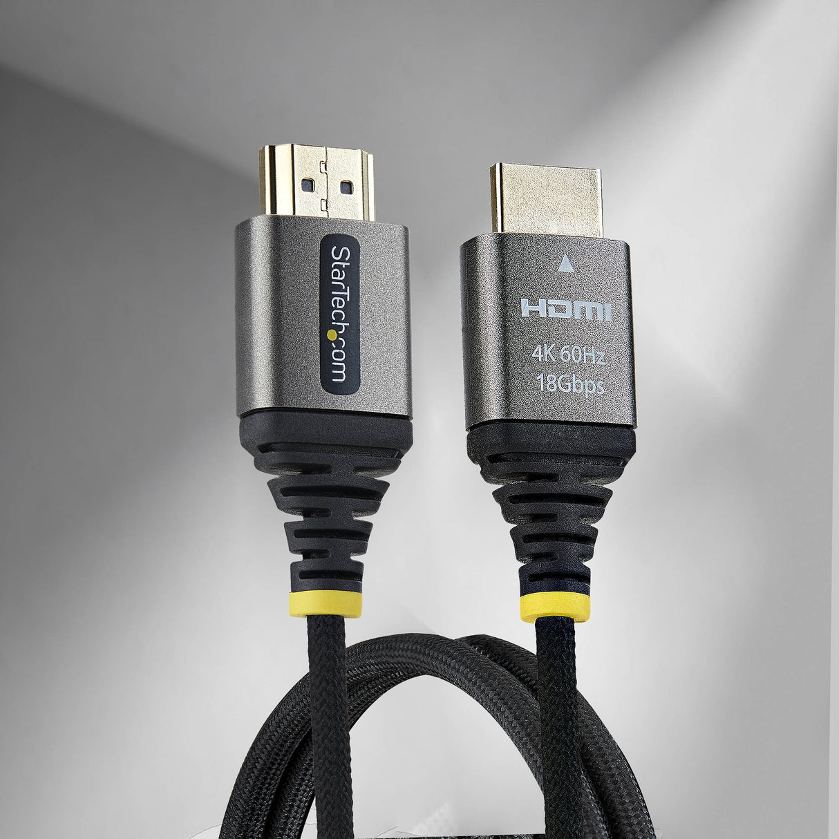StarTech.com 50cm (1.6ft) Premium Certified High Speed HDMI Cable, Ultra Flexible HDMI Cable, 4K 60Hz/1440p 144Hz w/HDR10/ARC, 18Gbps, High Flex Braided HDMI Cord