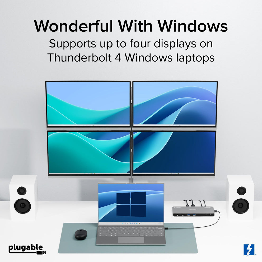 Plugable Technologies TBT-6950PD laptop dock/port replicator Wired Thunderbolt 4 Grey
