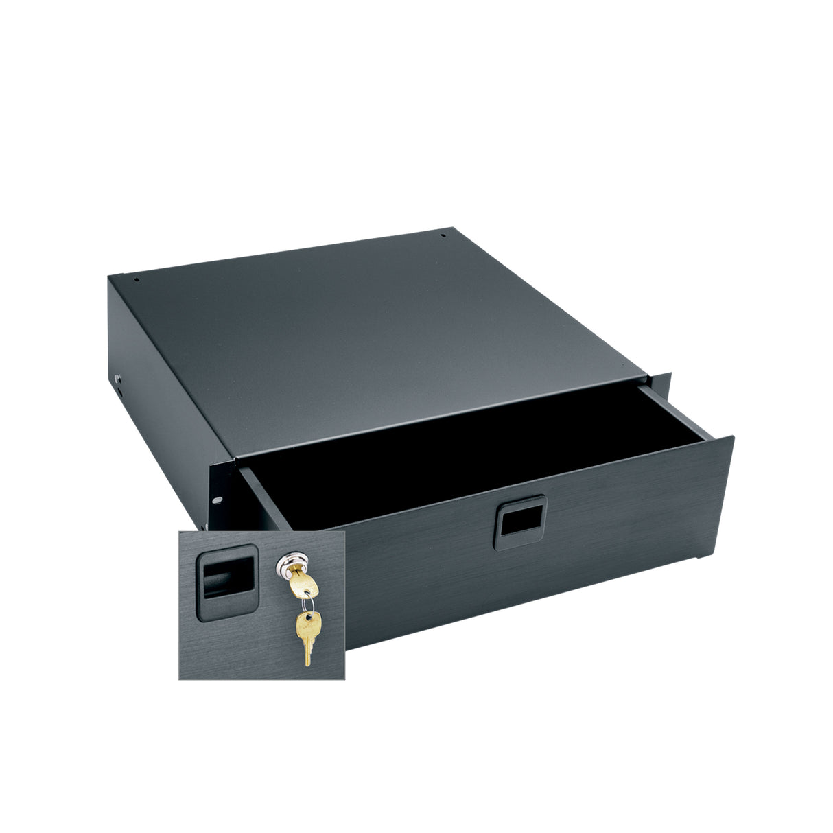 Middle Atlantic 3 RU Rackmount Drawer, Black Brushed and Anodized with Lock