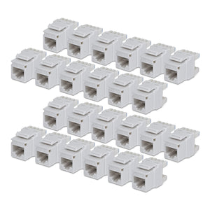 StarTech.com Cat6 Keystone Jack, 24-Pack RJ45 Ethernet Keystone Jacks, UTP Cat6 Wall Jack, 180-Degree 110 Punch Down, White