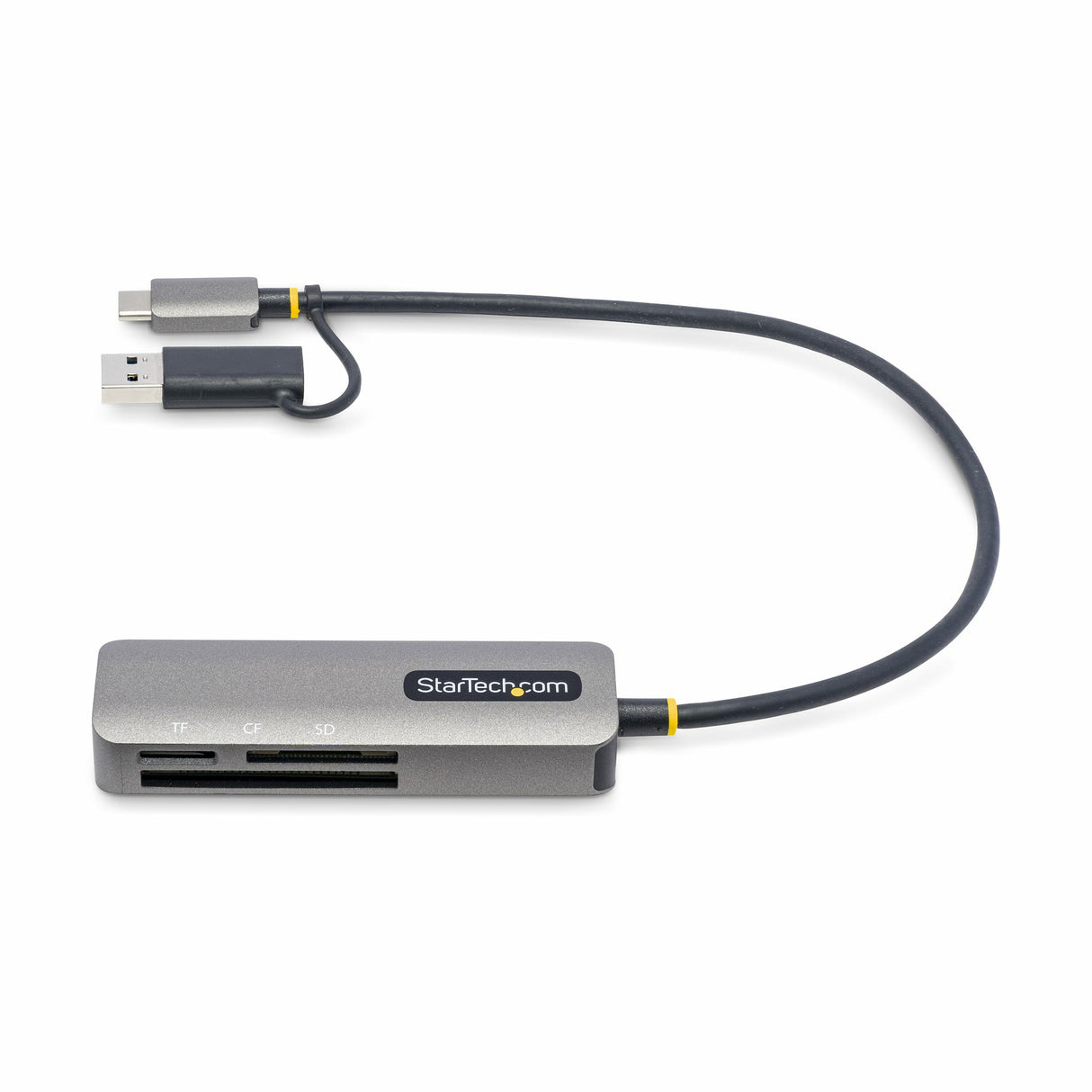 StarTech.com USB 3.0 Multi-Media Memory Card Reader, SD/microSD/CompactFlash Card Reader, Portable USB 5Gbps Card Adapter, External USB-C Card Reader with Attached USB-A Adapter - Works with Any Operating System