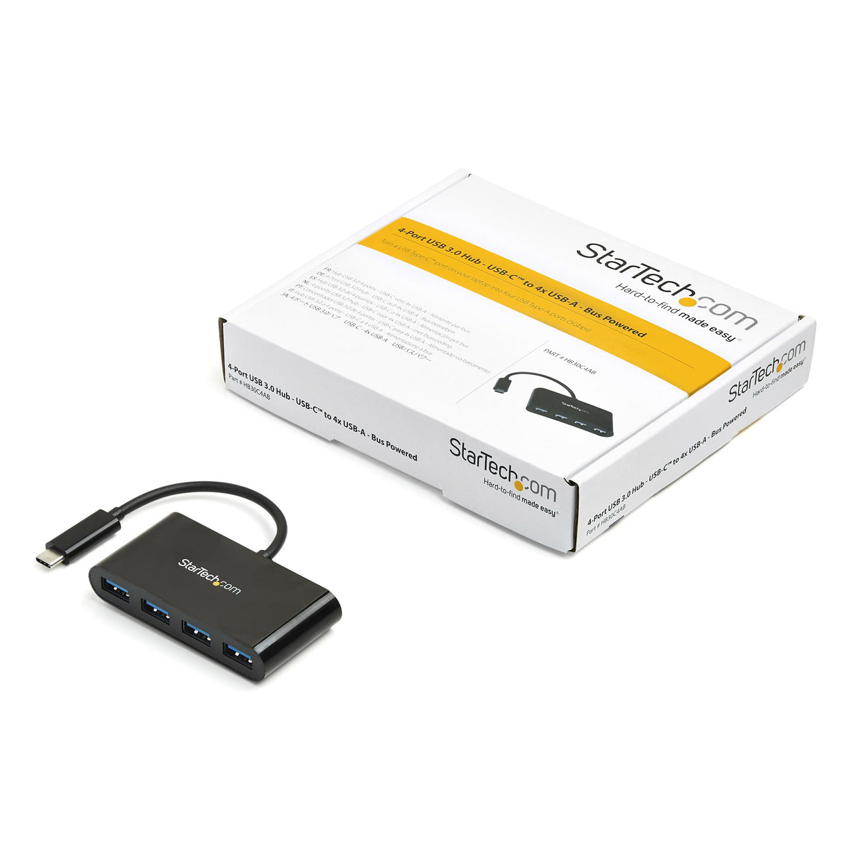 StarTech.com 4-Port USB-C Hub - USB-C to 4x USB-A - USB 3.0 Hub - 5Gbps - Bus Powered