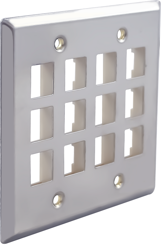 Wavenet FacePlate Stainless Steel Double Gang, 12-PORT, W/O Window Label