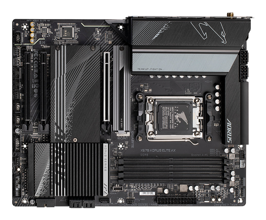 GIGABYTE X670 AORUS ELITE AX Motherboard - Supports AMD Ryzen 9000 Series CPUs, 16+2+2 Phases Digital VRM, up to 8000MHz DDR5 (OC), 1xPCIe 5.0 + 3xPCIe 4.0 M.2, Wi-Fi 6E, 2.5GbE LAN, USB 3.2 Gen 2x2