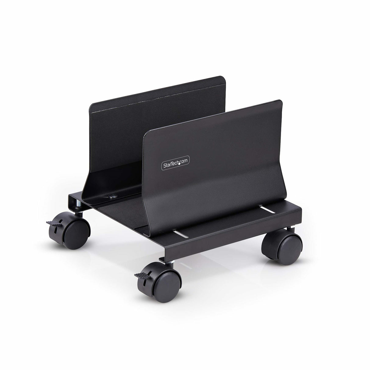 StarTech.com Computer Tower Cart, Rolling Mobile CPU Caddy on Wheels/Casters, Max Load 46.3lb/21kg, Adjustable PC Case Mount, Desktop Floor Stand, Steel Dolly, TAA