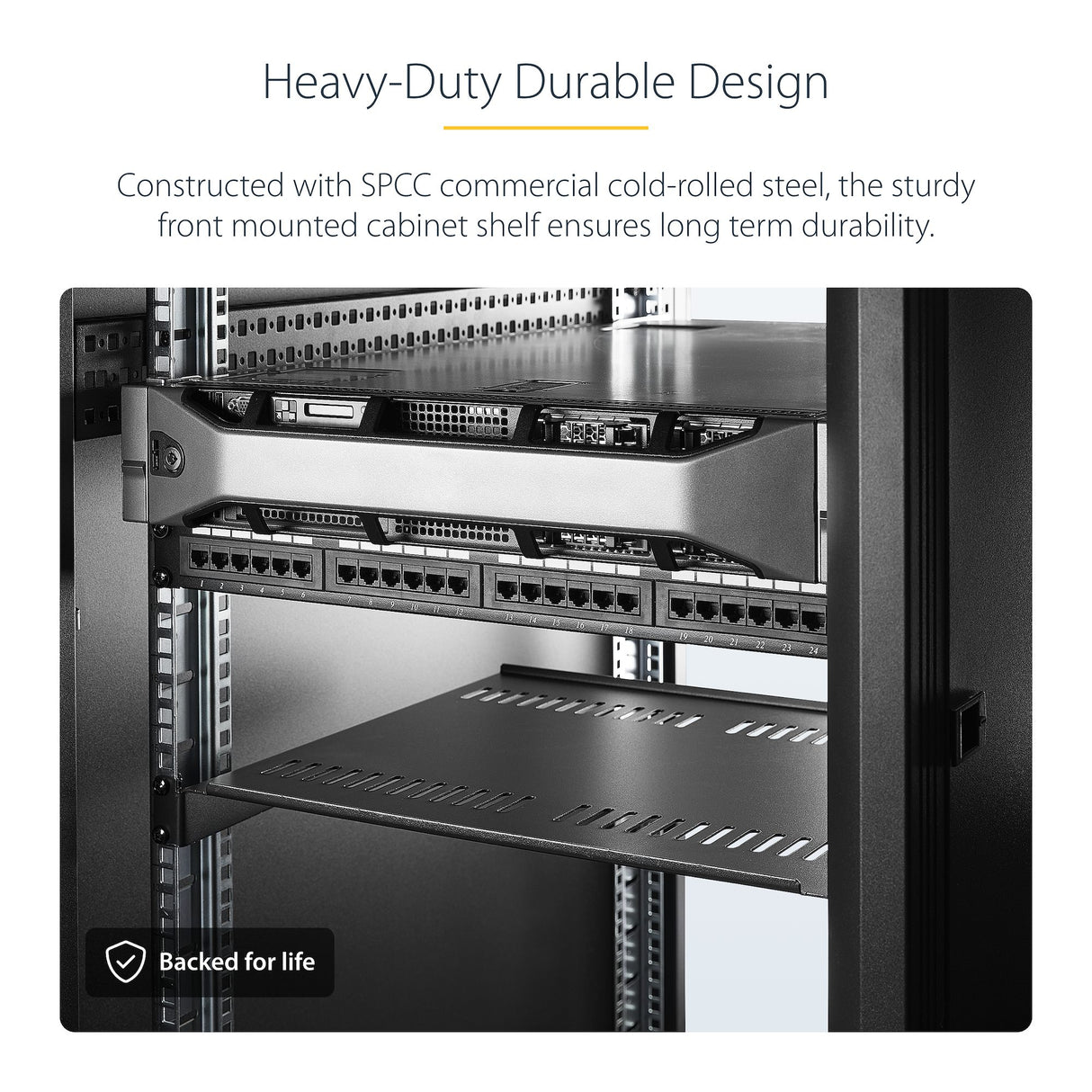 StarTech.com 2-Pack 1U Server Rack Shelf, Vented Universal Rack Mount Cantilever Shelf, For 19" Rack/Cabinet, Heavy-Duty Steel, 44lb/20kg Capacity, 16" Deep Tray