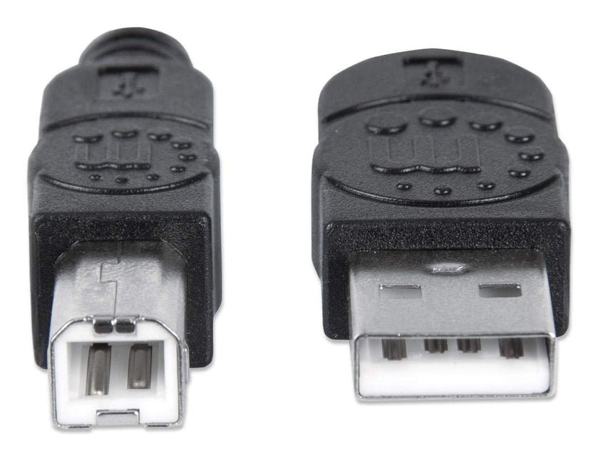 Manhattan USB-A to USB-B Cable, 5m, Male to Male, 480 Mbps (USB 2.0), Hi-Speed USB, Black, Lifetime Warranty, Equivalent to USB2HAB5M.