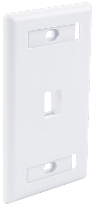 Wavenet FacePlate, Flush Style, Single Gang, 1-PORT, W/Window Labels, WHITE