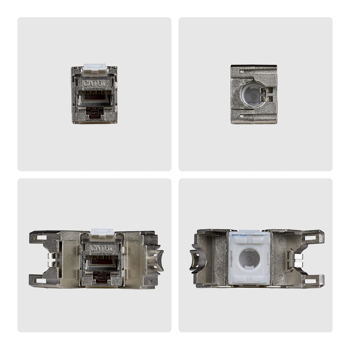 StarTech.com Shielded Cat6a Keystone Jack, 10-Pack RJ45 Ethernet Keystone Jacks, STP Cat6a Wall Jack, 180-Degree Toolless