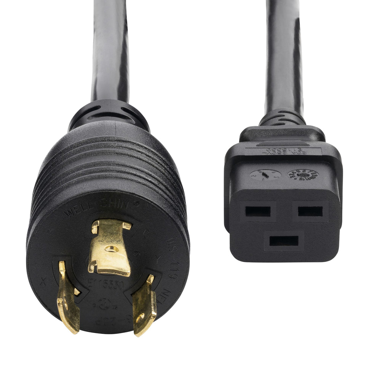 StarTech.com 6ft (1.8m) Heavy Duty Extension Cord, Twist-Lock NEMA L6-20P to C19, 20A 250V, 12AWG, Black Extension Cable, Heavy Gauge Power Cable, TAA Compliant, UL Listed