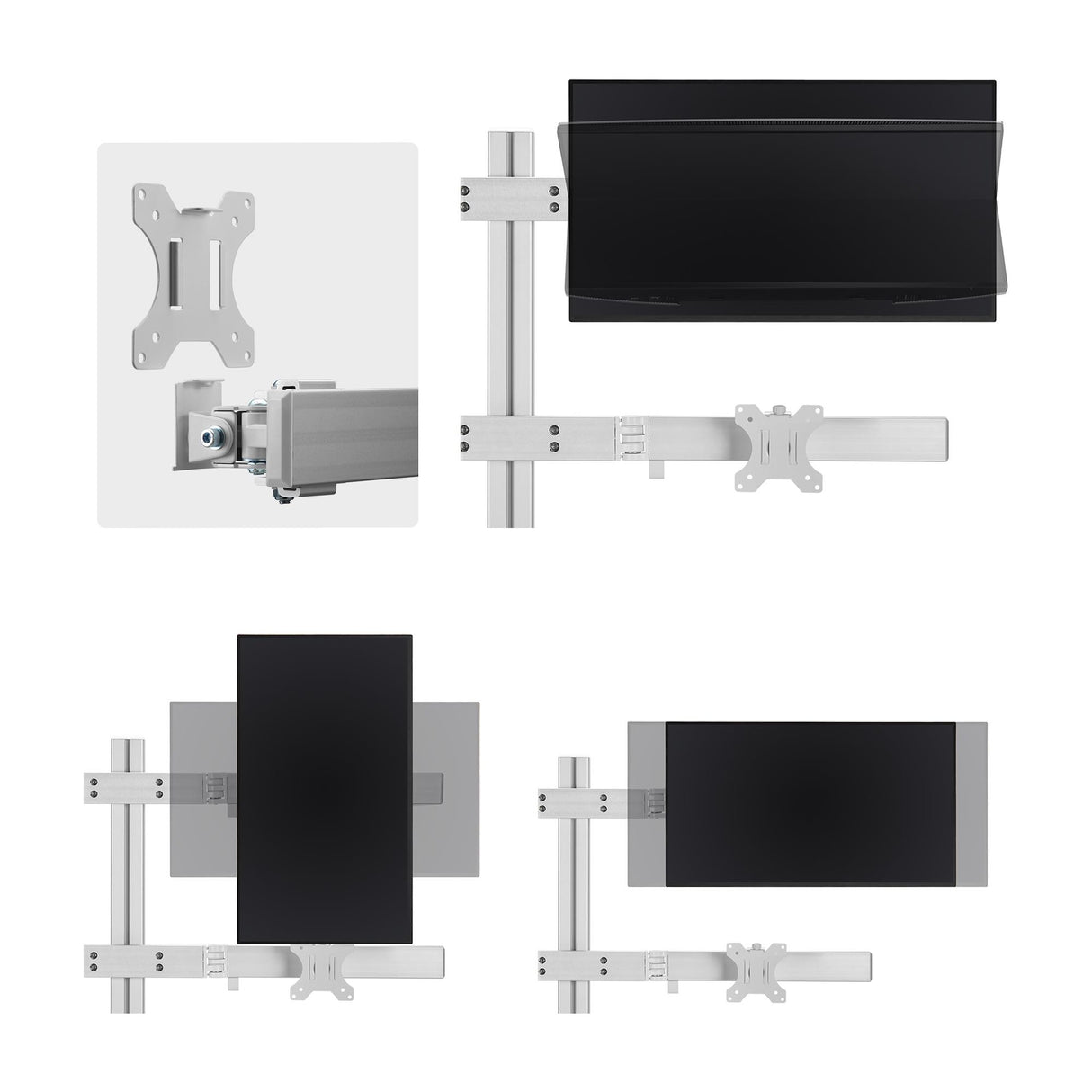StarTech.com Six-Monitor Desk Mount with Crossbar, Up To 32-inch Computer Screens, Max 17.6lb (8kg) each, Dual Column, C-clamp/Grommet, Height Adjustable