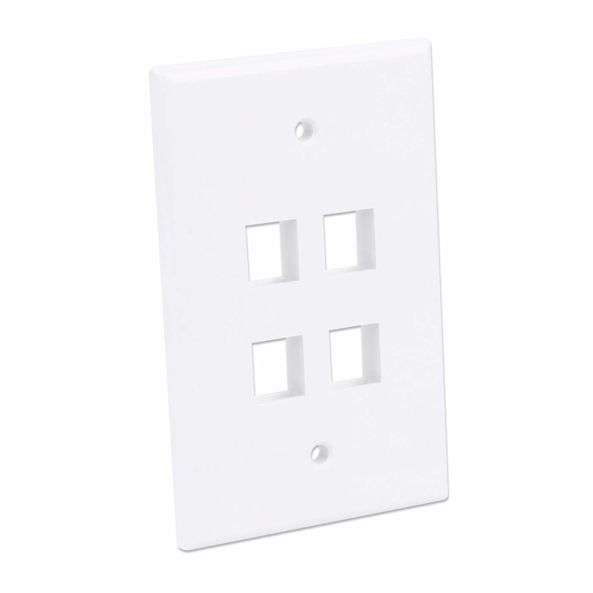 Intellinet 4-Outlet Oversized Keystone Wall Plate, White