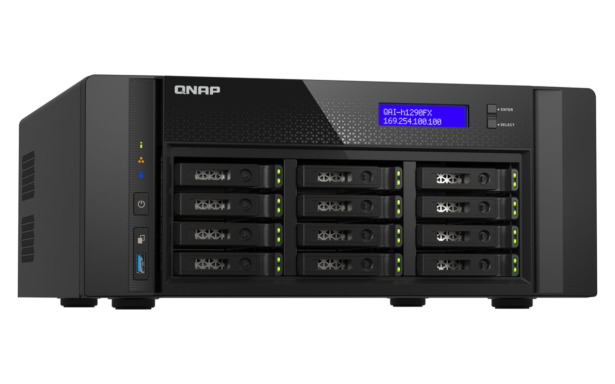 QNAP QAI-h1290FX NAS Tower EPYC 7302P 128 GB DDR4 0 TB QuTS hero Black