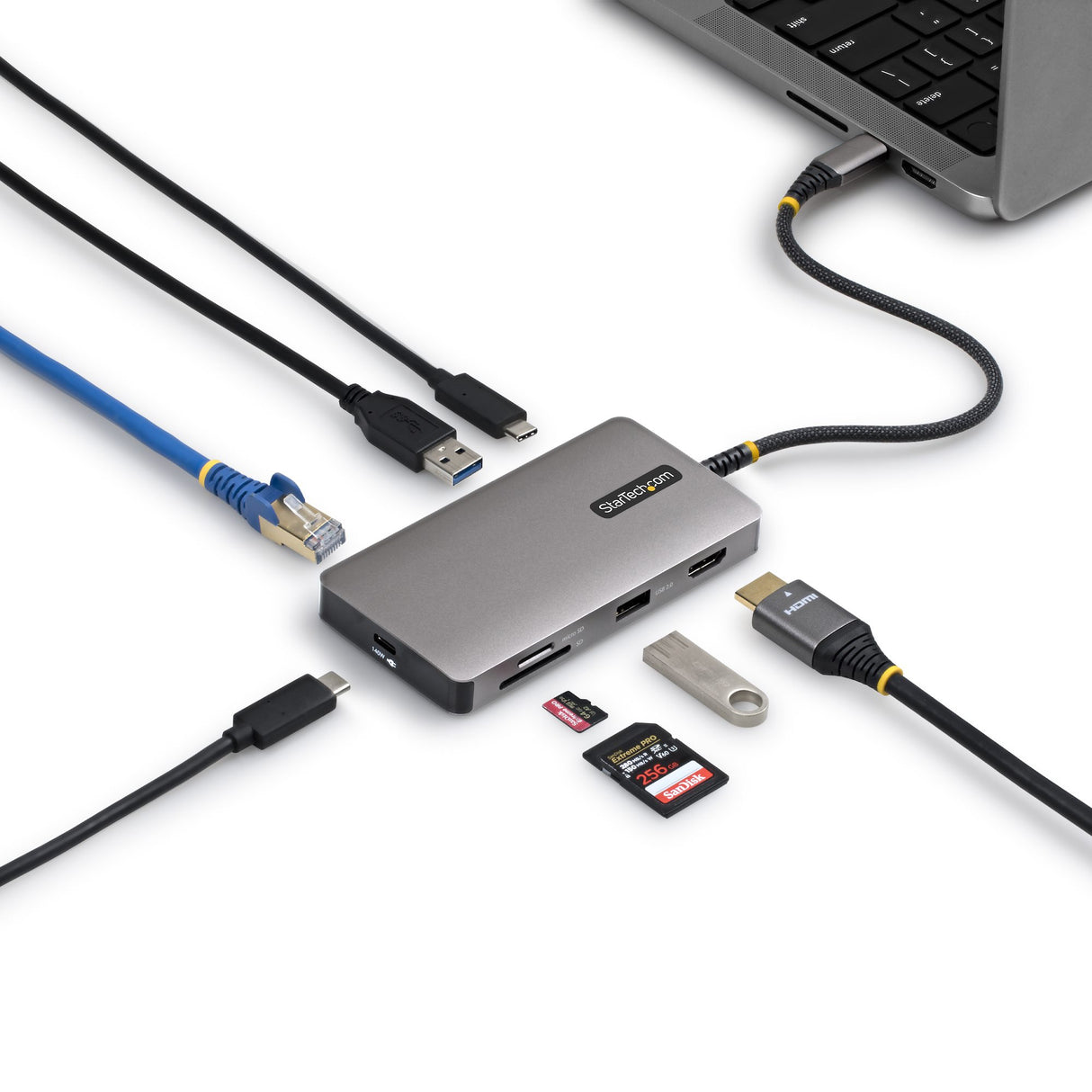 StarTech.com USB-C Multiport Adapter with 4K 60Hz HDMI, 140W Power Delivery, USB 10Gbps Hub, GbE, SD and MicroSD Slots, Plug-and-Play Mini Dock for Dell, HP, Lenovo Laptops