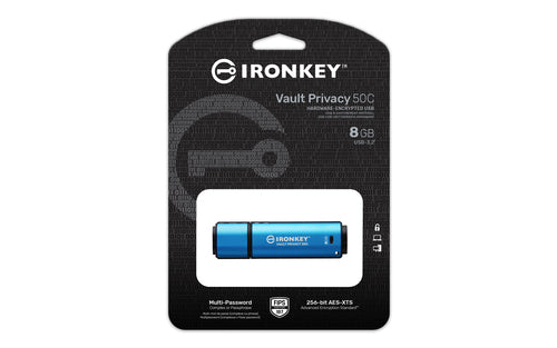 Kingston Technology IronKey 8GB USB-C Vault Privacy 50C AES-256 Encrypted, FIPS 197